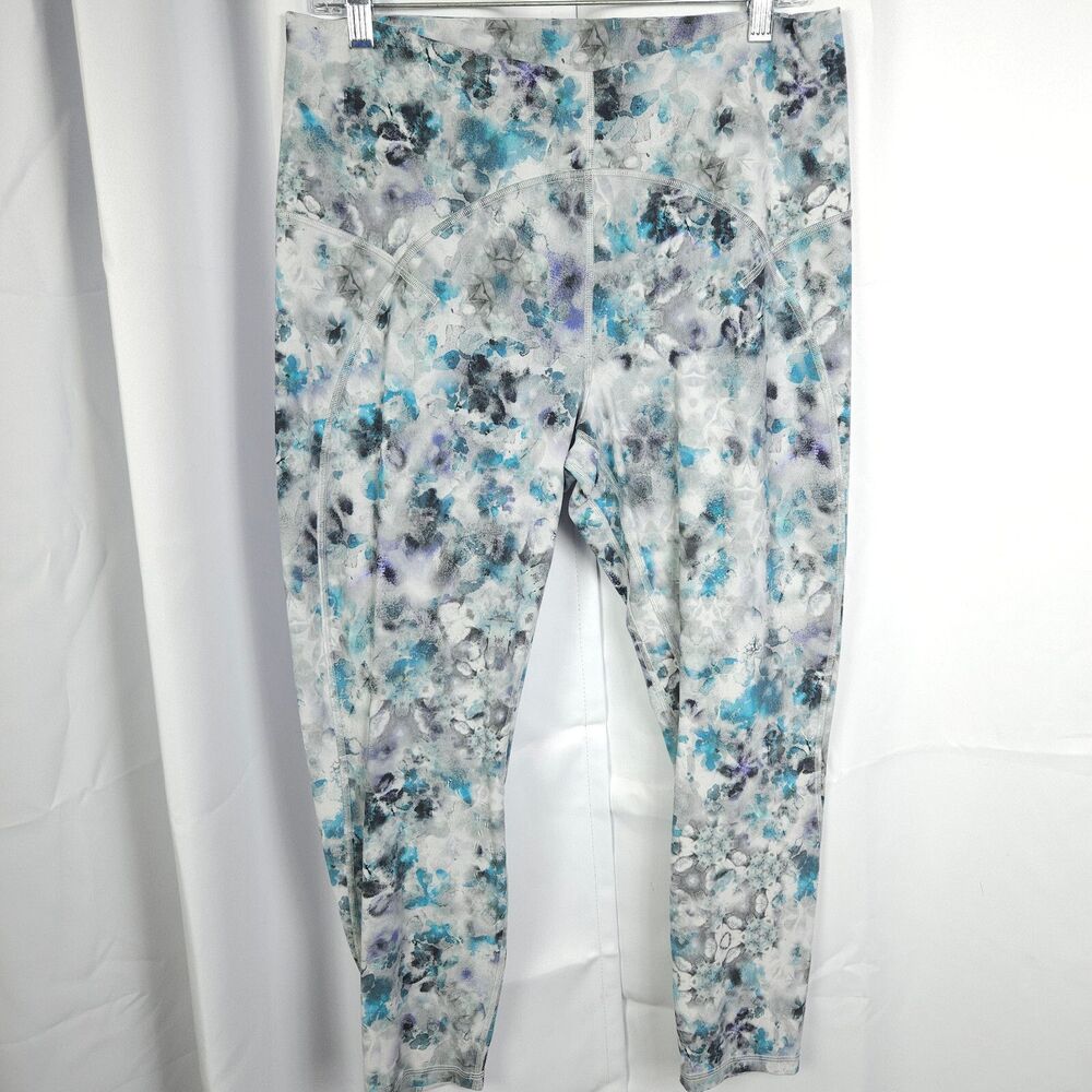 Lululemon Unlimit Tights Blue Gray Floral Womens 14 High Rise‎